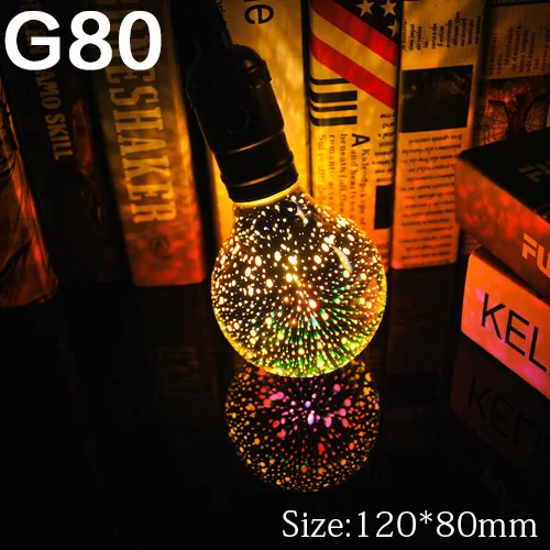 3D Светодиодная лампа Edison Star E27 красочные Bombillas винтажный стеклянный светильник вечерние свадебные Лампара Ретро ампулы Рождество Домашний Декор Бар - Испускаемый цвет: G80