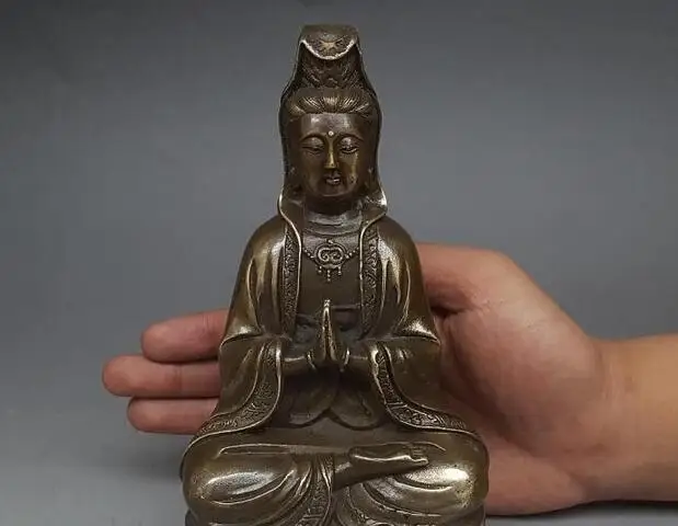 

Antique Bronze Collection Bronze Guanyin Decoration Sitting Lotus Bodhisattva Buddha