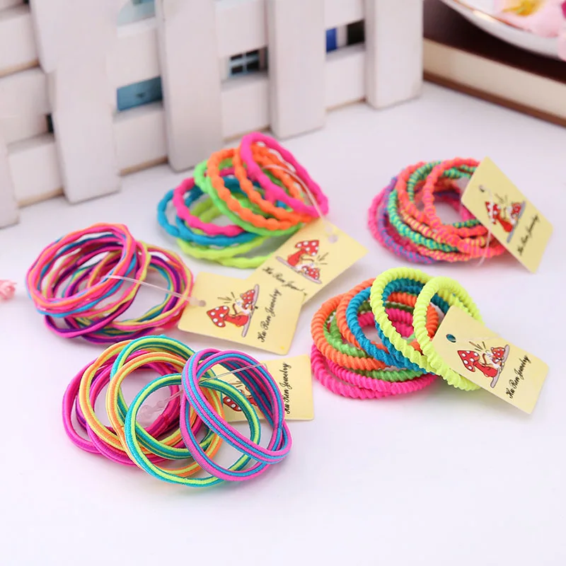 

10PCS/Lot Hot Sale Girls Colorful Elastic Hair Band Lovely Kids Children Hair Ropes Hair Accessories Random Color