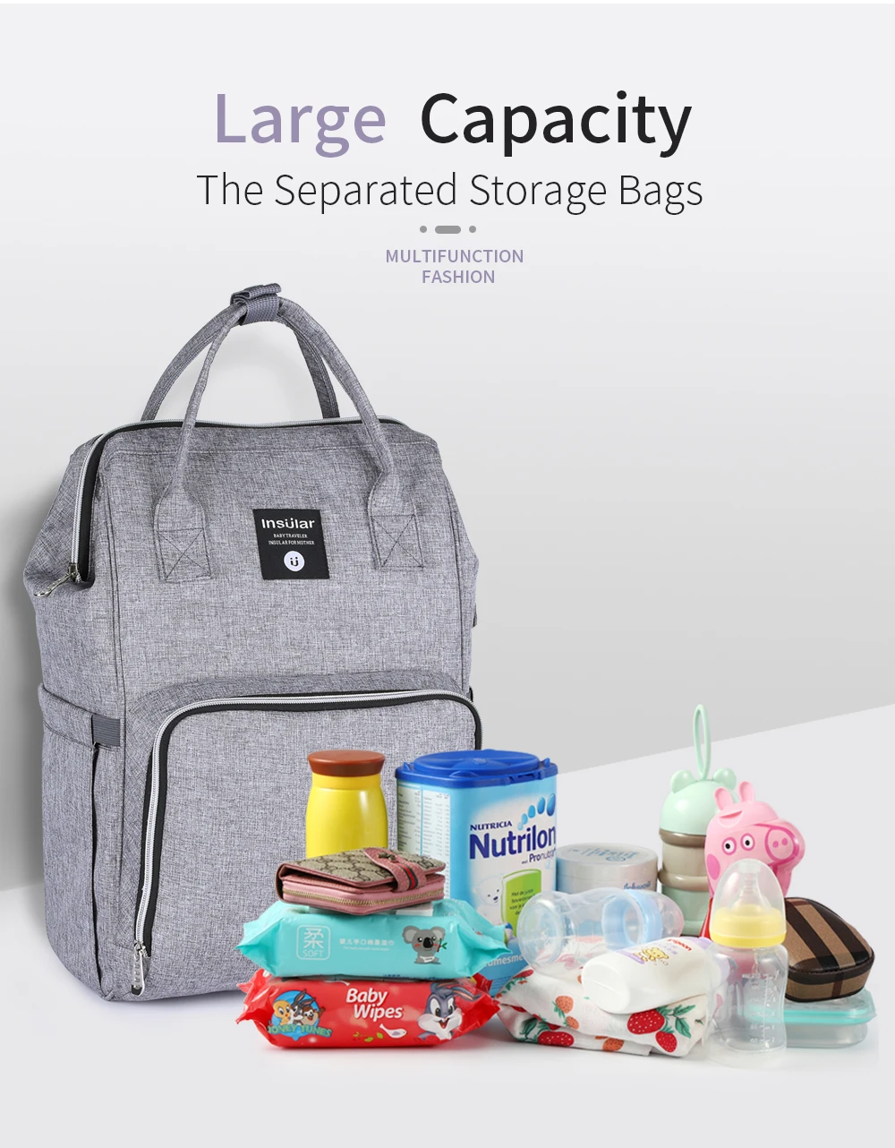 Insular Детский рюкзак для пеленок, сумка для мам, подгузник, сумка для коляски, Большая вместительная сумка для малышей, рюкзак для