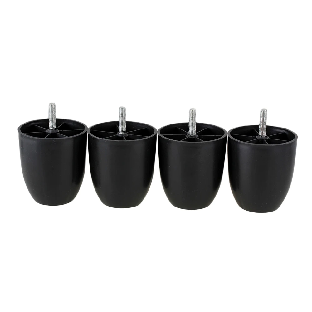 4x Cylinder Black Plastic Furniture Legs Feet for Sofa 80 x 73 x 45mm