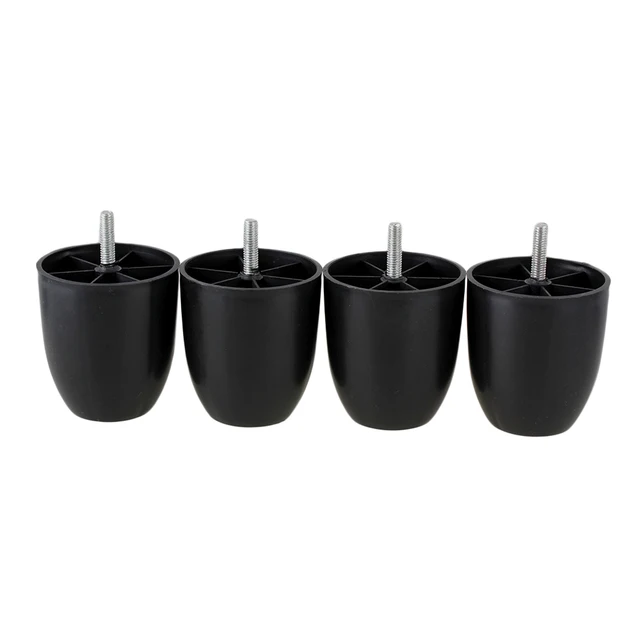 4x Cylinder Black Plastic Furniture Legs Feet for Sofa 80 x 73 x 45mm