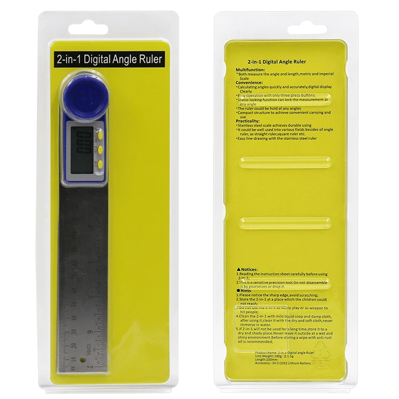 0-200mm 8'' Digital Meter Angle Inclinometer Angle Digital Ruler Electron Goniometer Protractor Angle finder Measuring Tool 6