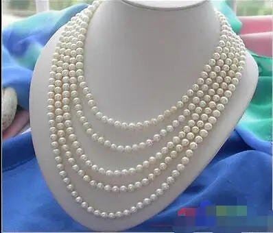 

FREE SHIPPING HOT sell new Style >>>> 100" 7MM white ROUND FRESHWATER PEARL NECKLACE