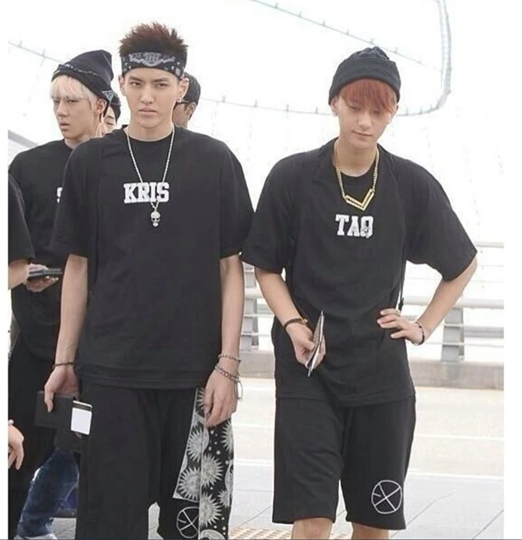 Kpop 2015 tシャツ綿男性女性カジュアルエキソオオカミ88 xoxo春夏tシャツ