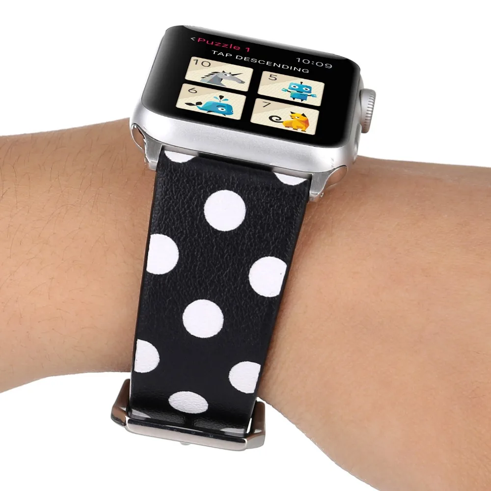 Модный ремешок в горошек для Apple Watch 38 мм 42 40 44 iWatch кожаный браслет ремень серии 1 2 3