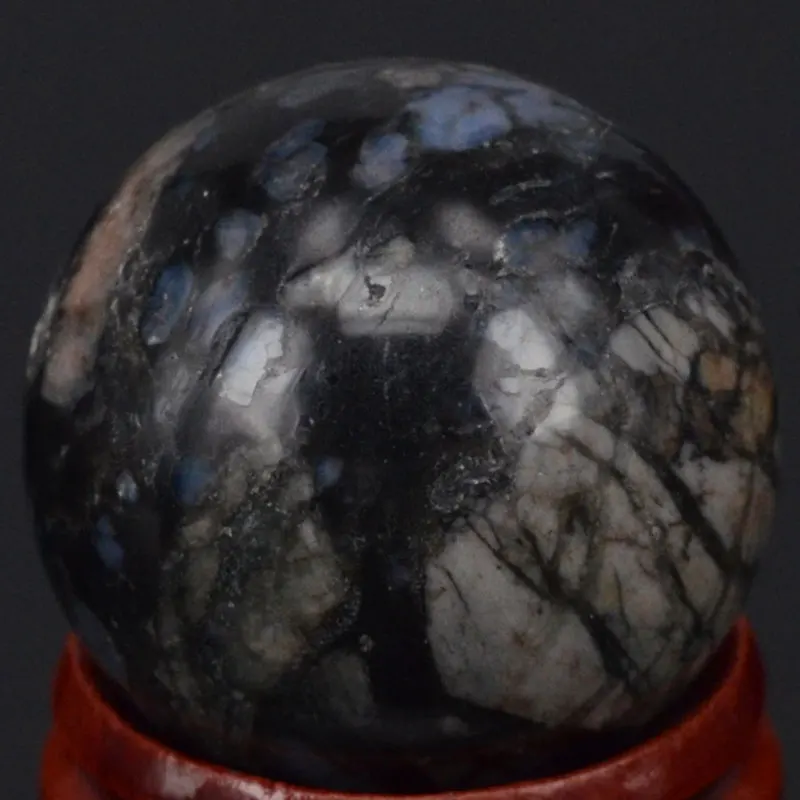 Free Shipping Natural Stone Gemstone 30MM Blue Opal Fossil Sphere Crystal Ball Chakra Healing Reiki Carving Crafts  With Stand