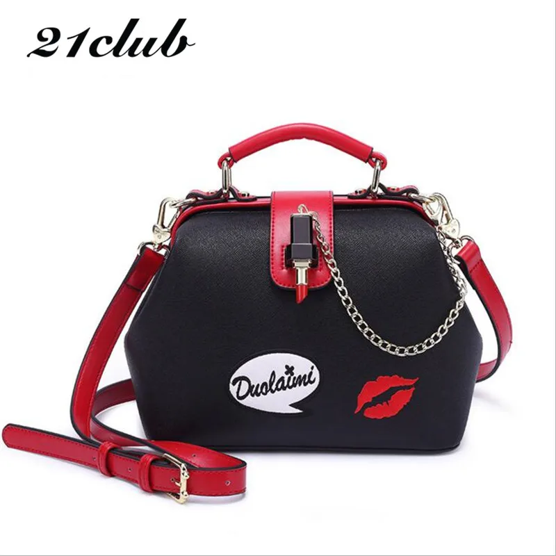 

21club brand women cute totes chains embroidery shell handbag high quality lady arty purse messenger crossbody shoulder bags