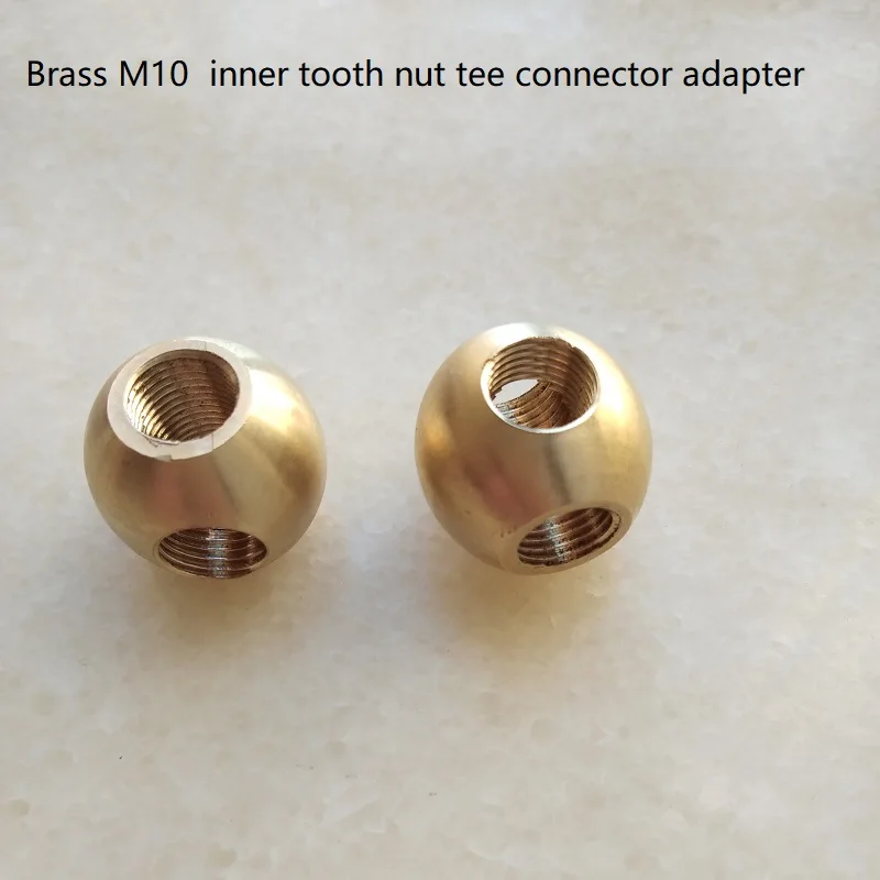

M10 brass inner tooth 3 way nut tee threaded tube connector adapter sphere type lighting hardware accessories