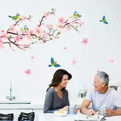 Сорока Peach Blossom Съемный ПВХ стены стикеры Гостиная ТВ/диван задний план домашний декор Настенная Наклейка