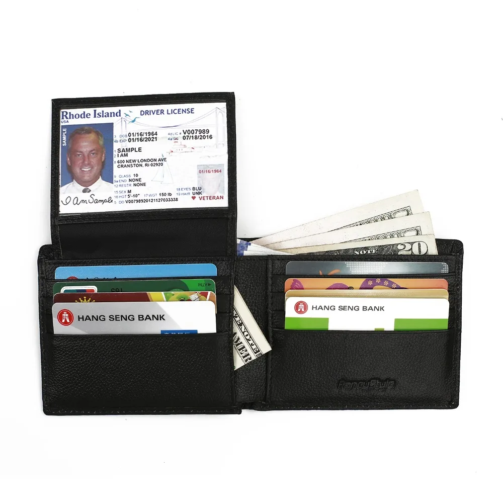 Mens Bifold Genuine Leather RFID Blocking Credit Card Holder ID Security Wallet