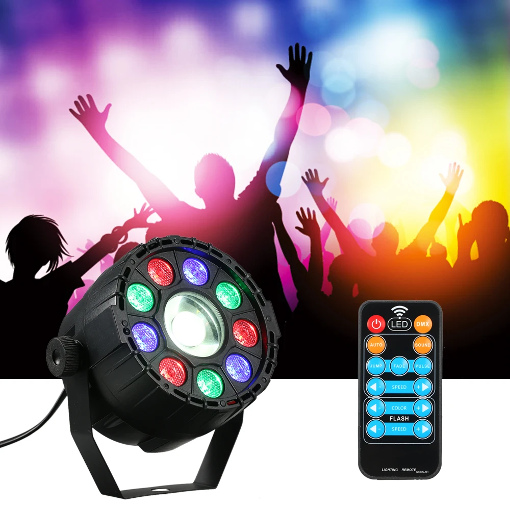 Disco Light RGB+White Stage Light Mini RGBW Par Lights 9+1 LEDs DMX 512