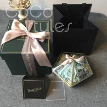 Cocostyles на заказ пустой роскошный Кроппер рамка геометрический стеклянный Цветочный дом с лентой для газона свадебное событие подарочная упаковка коробка