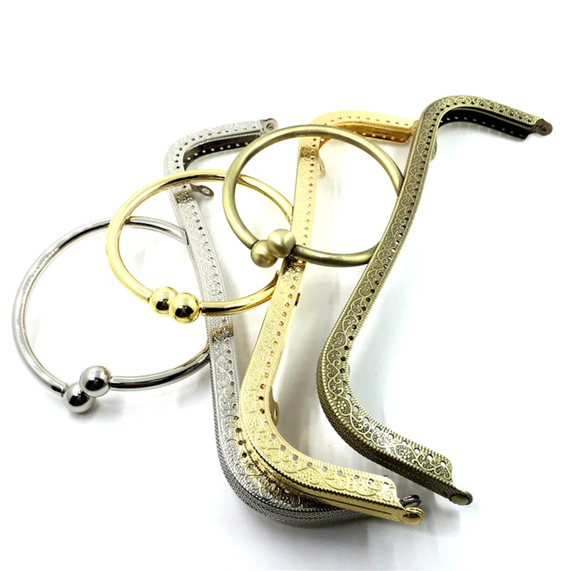 

5Pcs Big Ring Flowers Convex Metal Frame Kiss Clasp Lock Clutch Handbag Coins Purse Handle Part 22cm