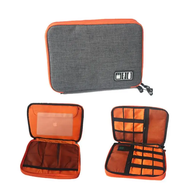 Beste Kleine Organizer Oortelefoon Kabel USB Flash Drives Digitale Opslag Pouch Data Tas Case Grijze Kleur