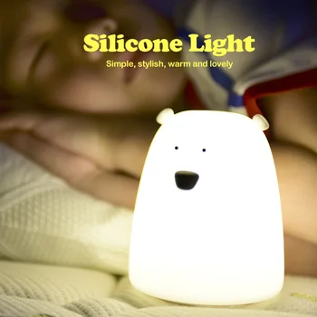 

LED Night Light Colorful Cute Bear Silicone Lamp USB Touch Sensor light 2Modes LED Bedside Lights for Children Kid Baby Toy Gift
