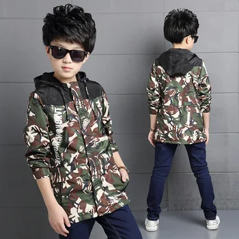 

Child Clothing Baby Boys Jackets Coat Tops Kids Outerwear Clothes for 6-15Y Boys 2017 Boy Trench Camouflage Outdoor Jacket