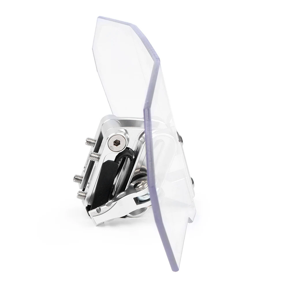 Universal Motorcycle Windshield Extension Spoiler Wind Deflector Silver Mount Silver /Grey
