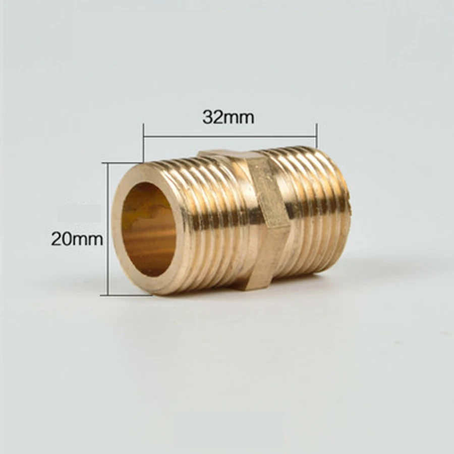 

DN15 1/2" BSP Male Hex Nipple Pipe Fitting Brass Length 32mm