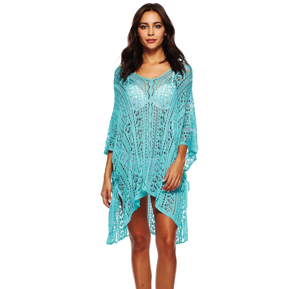 

Bather For Women Swimsuit Beach Cover Bikini Dress Summer Swimsuits Woman 2019 Pareo Up Hollow Bat Long Sleeve Irregular Belt