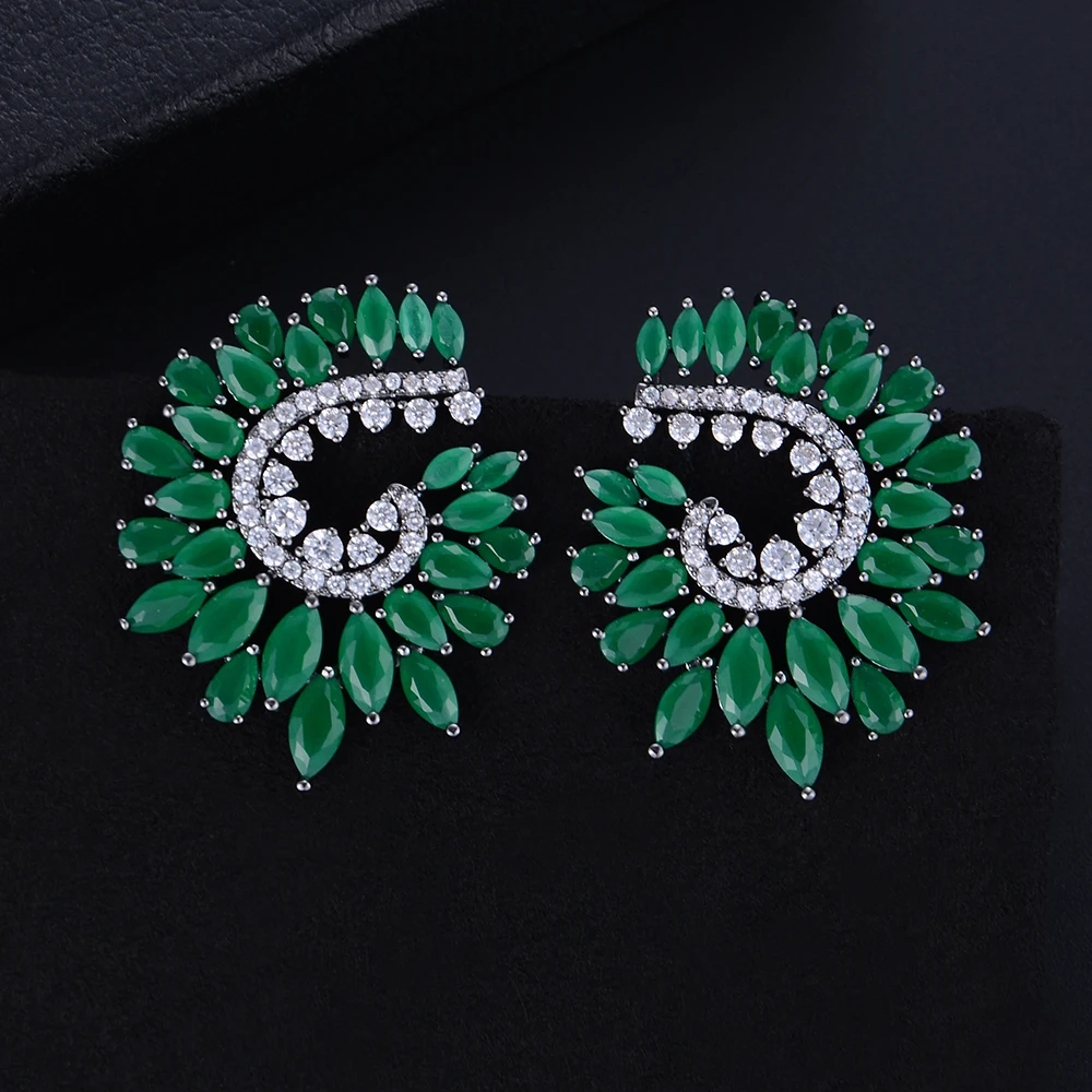 

SisCathy 2019 Hot Handmade Fashion Jewelry Full Cubic Zirconia Earrings For Women Luxury Bridal Wedding korean Stud Earrings