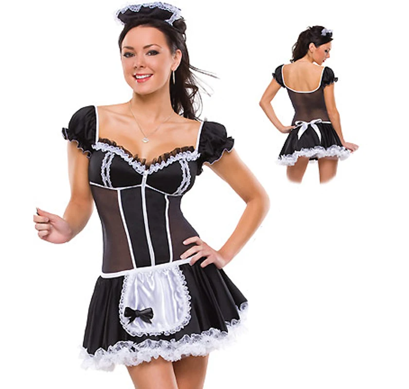 17.86US $ |Secretnite Sexy Black Maid Costumes Halloween Fancy French Maid ...