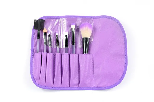 BearPaw 8 видов цветов 7 шт./компл. набор кистей для макияжа Кисти для макияжа, мягкие синтетические головка кисточки с деревянной ручкой для Для женщин тени для век лица макияж инструмент - Handle Color: Purple