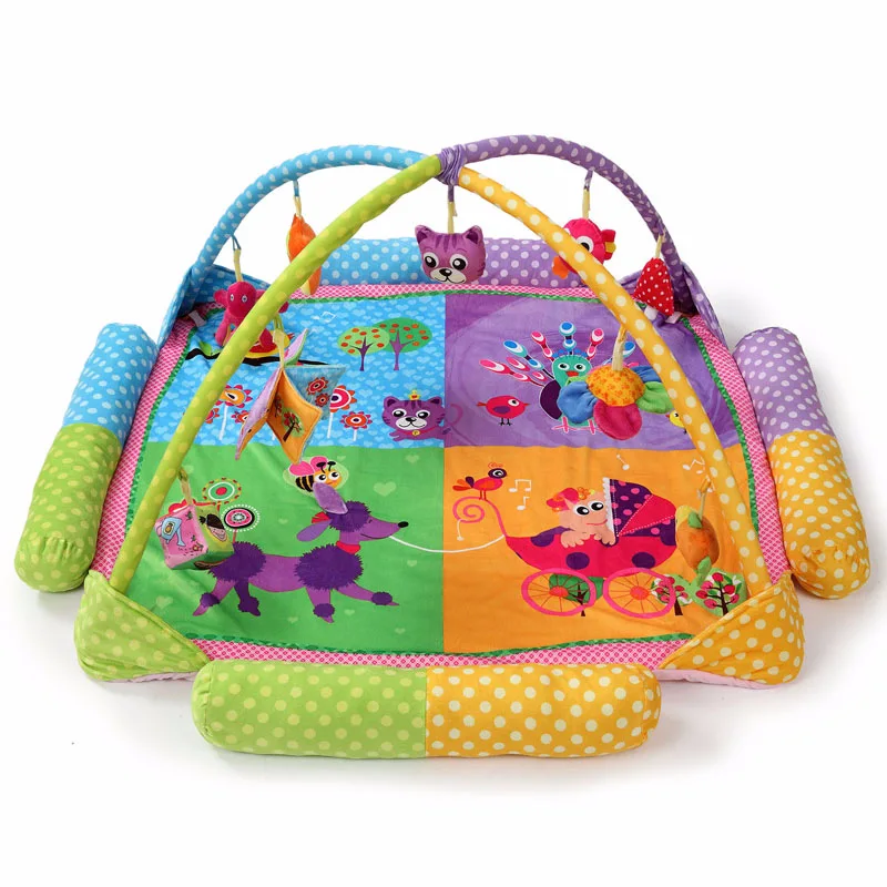 

Soft Peacock Pattern Baby Play Mat Educational Carpet Toy Baby Activity Gym Baby Portable Bed Games Blankets 130x130cm