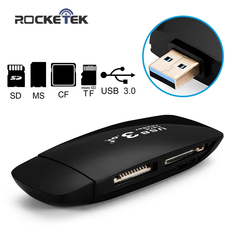 Rocketek usb 3,0 мульти карта памяти ридер адаптер кардридер для micro SD/TF CF MS microsd ридеры ноутбук