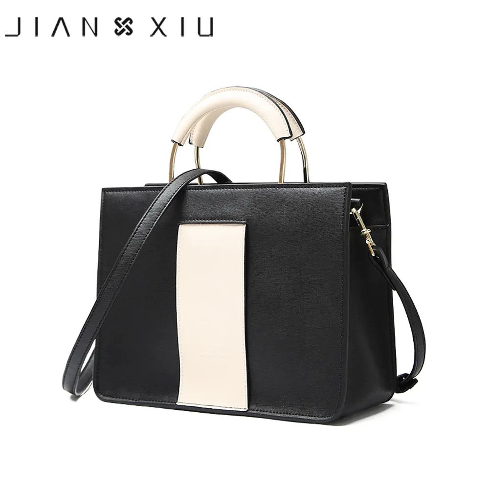 

JIANXIU Brand Genuine Leather Handbag Cross Texture Luxury Handbags Geometric Color Women Bags Designer Casual Shoulder Bag Tote