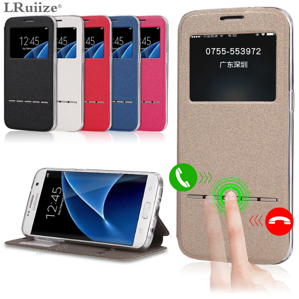 lruiize smart front window view flip stand pu leather cover tpu for samsung galaxy s8 s7 s6 lruiize smart front window view flip stand pu leather cover tpu for samsung galaxy s8 s7 s6