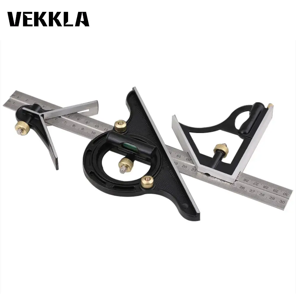 3 In 1 Stainless Steel Angle Ruler Universal 300mm 180 Degree Angle