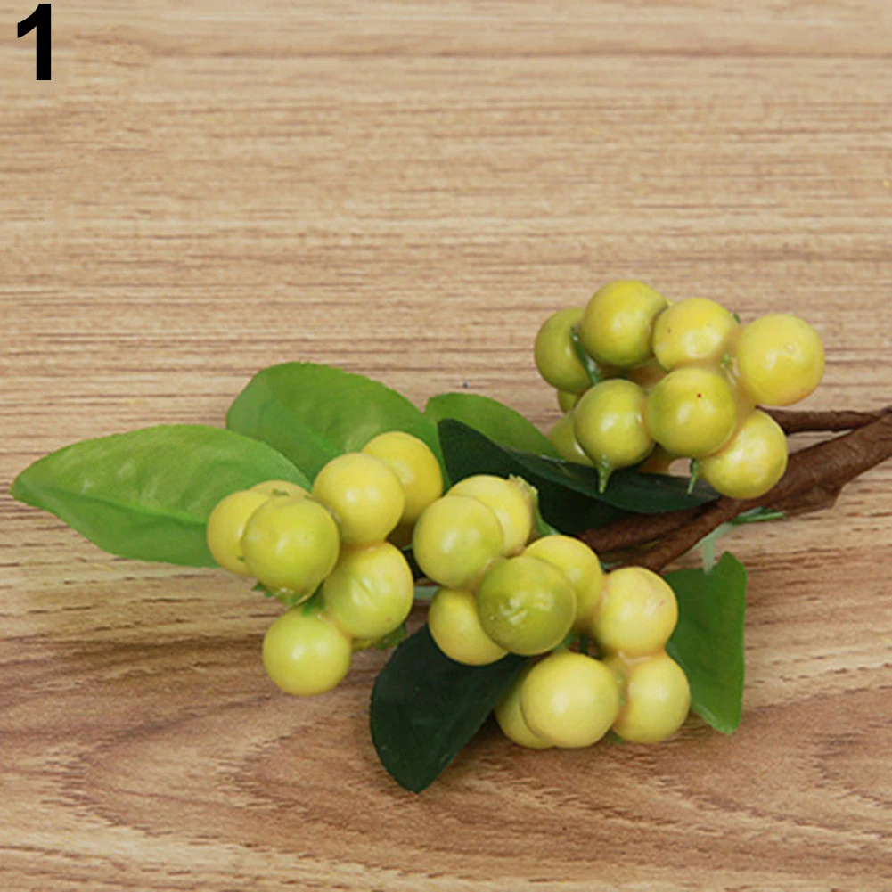 1 Bouquet Artificial Fake Plant Berry Leaf Christmas Home Wedding Party Decor (3)