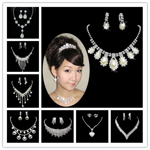 

Fine jewelry Rhinestone Crystal necklace earrings sets Austrian crystal bridal / wedding jewelry sets for women Accessories