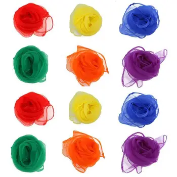

12pcs 60*60cm Hemmed Square Juggling Dance Scarves 6 Colors Scarves Square Scarf Polyester Wedding Decoration