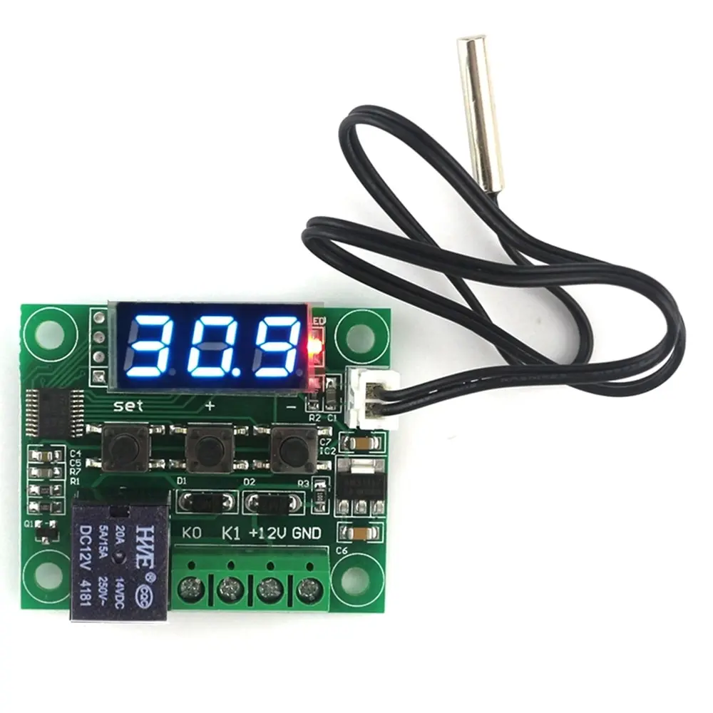 

W1209 LED Digital Temperature Controller Board Micro 12V DC Sensor Module Switch with One-channel Relay and Waterproof