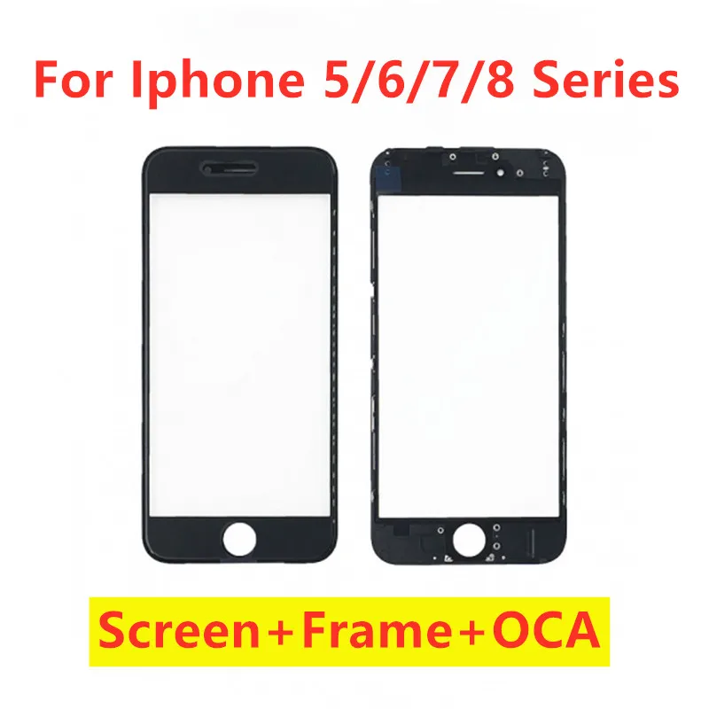 For iPhone 5 5s 6 6s plus 7 plus 8 Plus Repair Parts LCD Touch Screen Glass Display Front Frame + Hot Glue Bezel + OCA