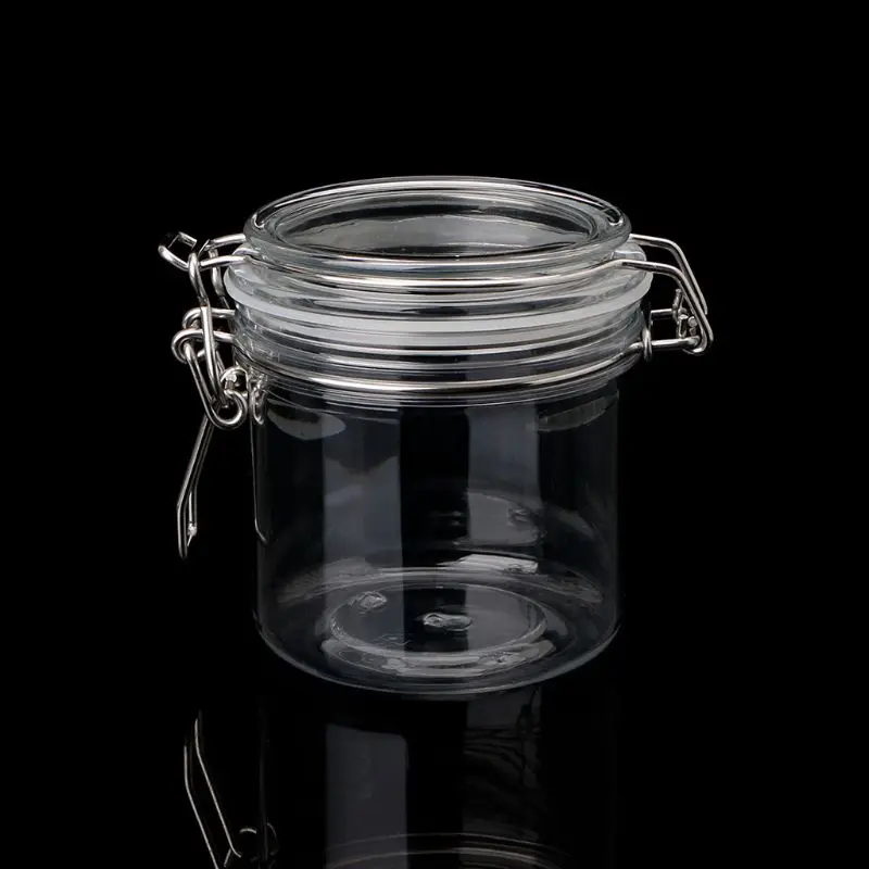 

Plastic Round Clip Top Storage Jar With Airtight Seal Lid Kitchen Food Container Tableware Preserving Cosmetic Cream Organizer