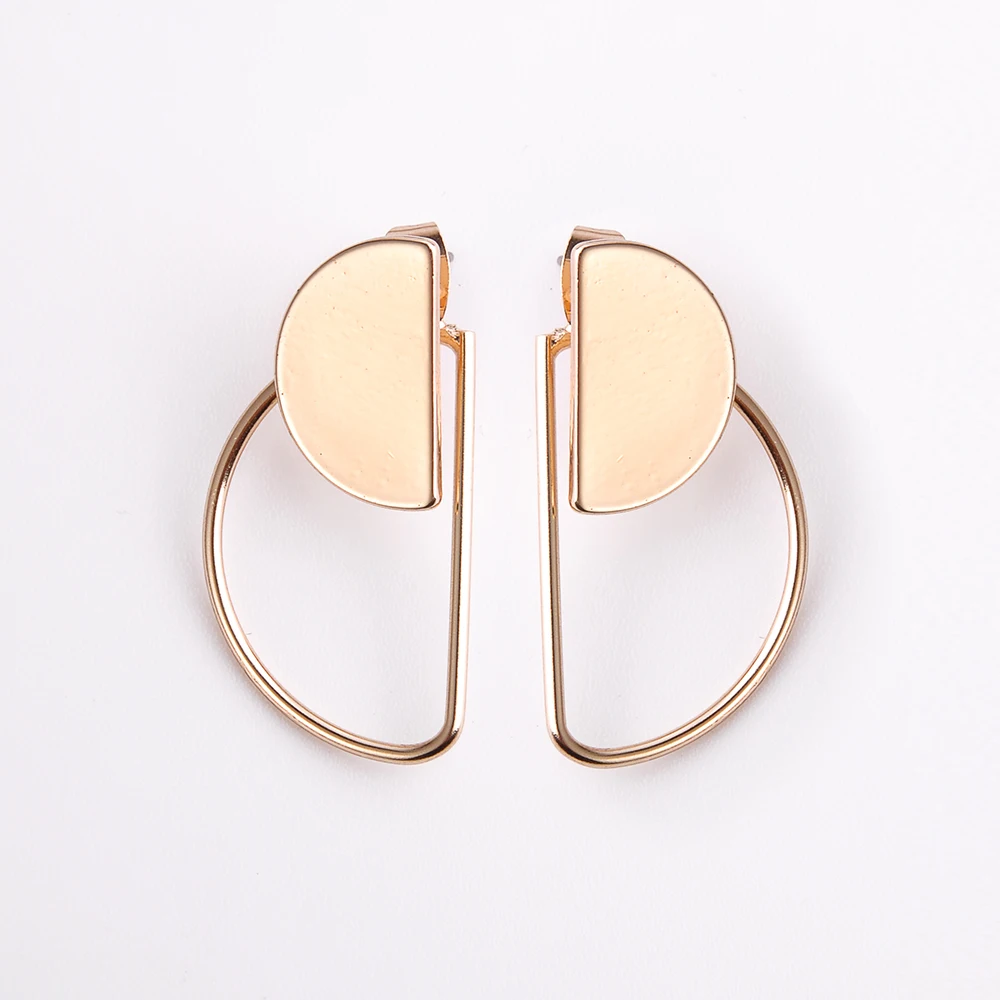

Fashion Simple style Gold silver Color Alloy Half Circle Geometry Stud Earrings Jewelry Earrings For women Ear Studs Gifts