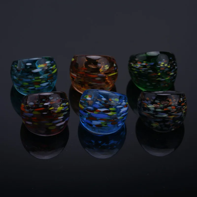 

12pcs Lampwork Murano Gold Foil 6 Color Band Ring 17-19mm HOT-JZB00204