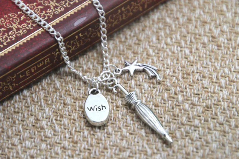 

12pcs/lot Wish Upon a Star Charm Necklace Inspired Necklace, Jiminy Cricket Inspired