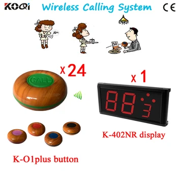 

Calling Waitress System Restaurant Communication Wireless Calling Equipment ( 1pcs Screen + 24pcs waterproof Call Buzzer)