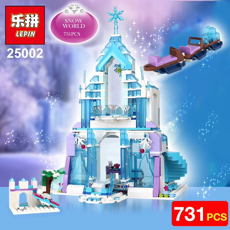 

Lepin 25002 Snow World Series The Elsa`s Magical Ice Castle Set Building Blocks Bricks Toys Girl friend with 41148 birthday gift