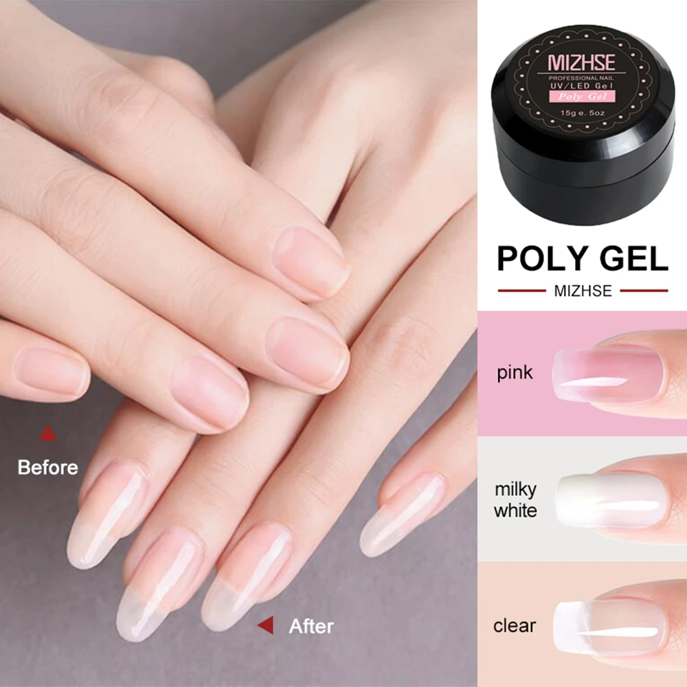 MIZHSE UV Gel Poly Gel Nails Poly Gel Kit UV LED Painting Lacquer Acrylic Gel For Nail Extension Crystal UV Resin Builder Gellak