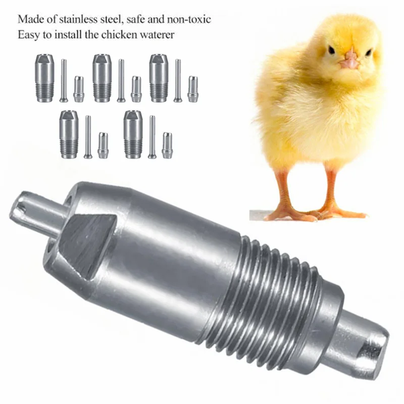 

5PCS Pet Animal ChickenStainless Steel Steel Column Water Dispenser Nipples Rabbit Drinking Water Accessories Equipment