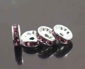 

Rhinestone Crystal Spacer Copper Beads,6mm 8mm 10mm 12mm,100 pcs