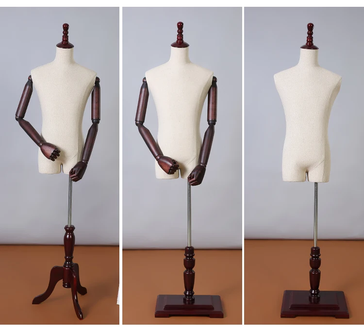 Props half body male cloth mannequin suit display rack solid wood mount