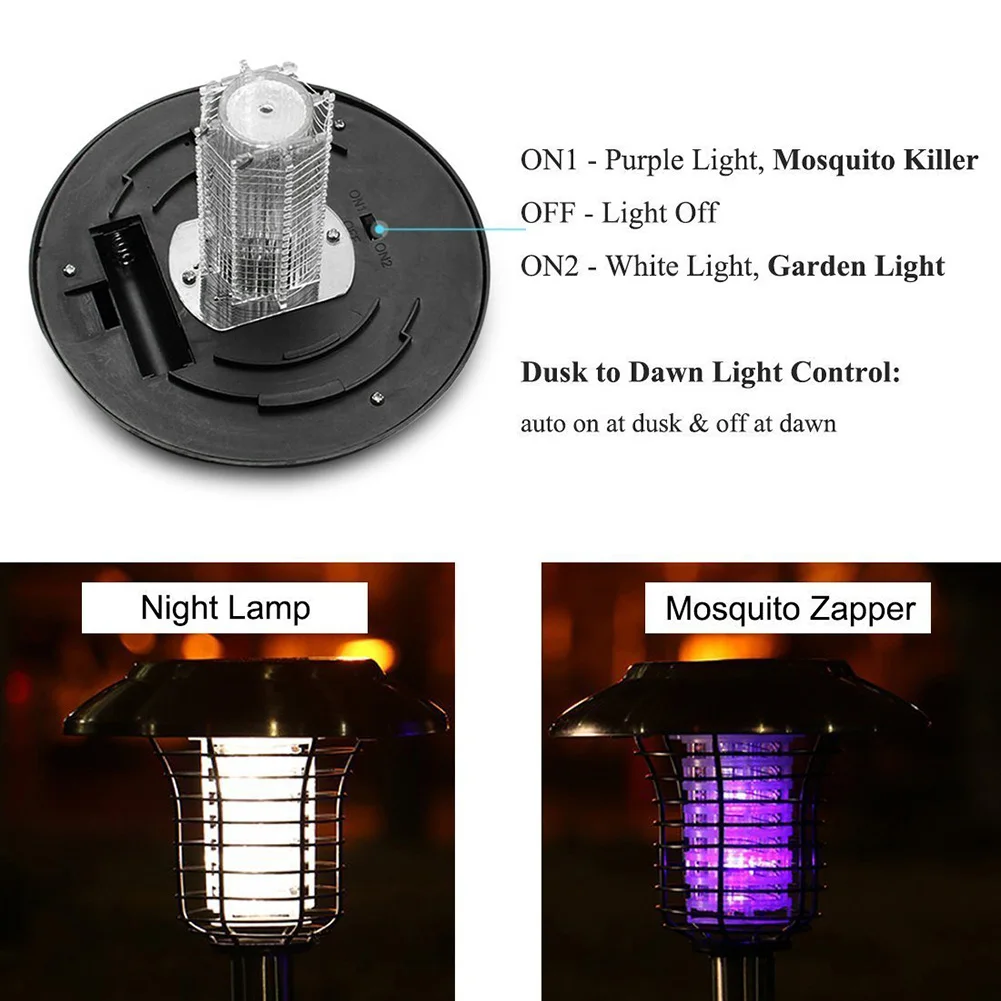 

Solar Powered UV Mosquito Insect Zapper Killer Bug Trap LED Garden Night Light Mosquito lamp Solar Insect Zapper