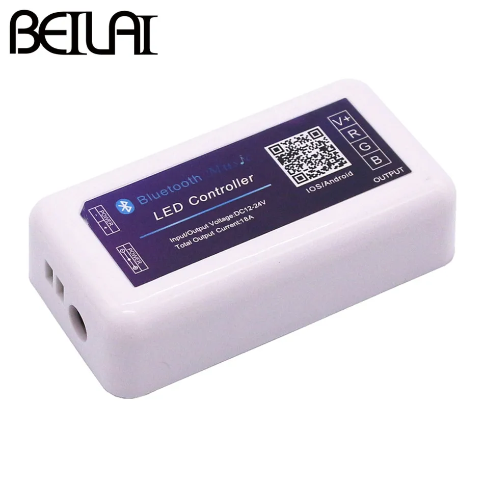 

BEILAI DC 12V 24V 18A LED Bluetooth Music RGB Controller For SMD 5050 3528 RGB LED Strip Light By Smartphone control