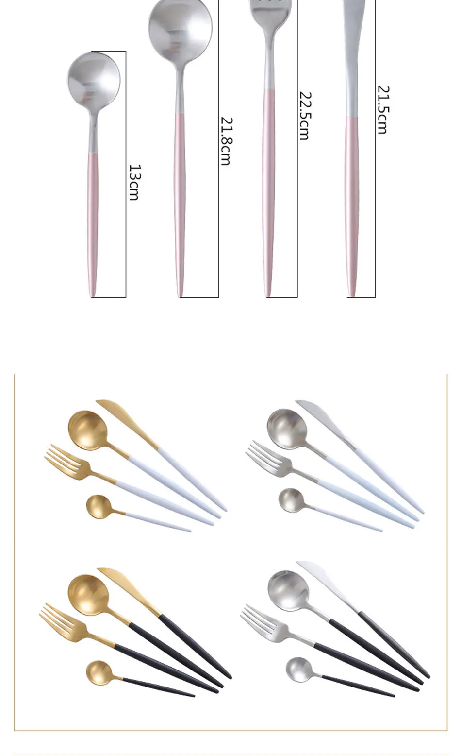 Luxury 304 Stainless Steel Tableware Set Black Rose Gold European Western Food Dinnerware Sets knife Forks Black Cutleries 4pc (2)